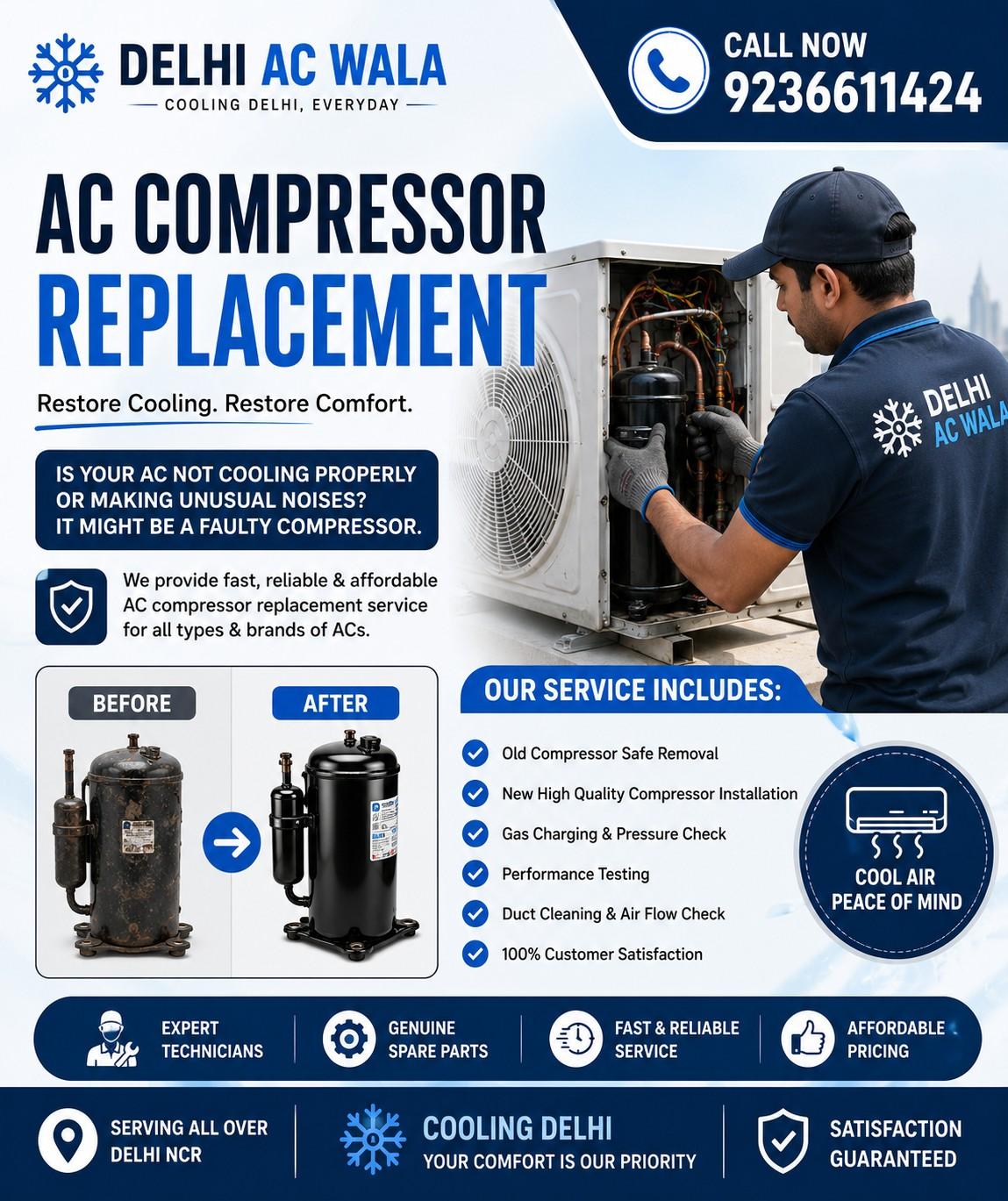 AC Compressor Replacement in Delhi Near By Are| Split & Window AC Compressor Change | Delhi AC Wala