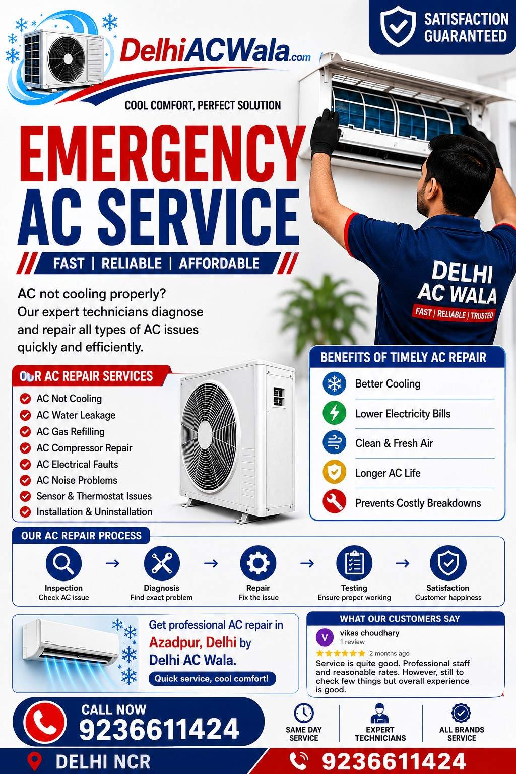 Emergency AC Repair & AC Service in Azadpur Delhi | 24/7 Same Day Service | Delhi AC Wala